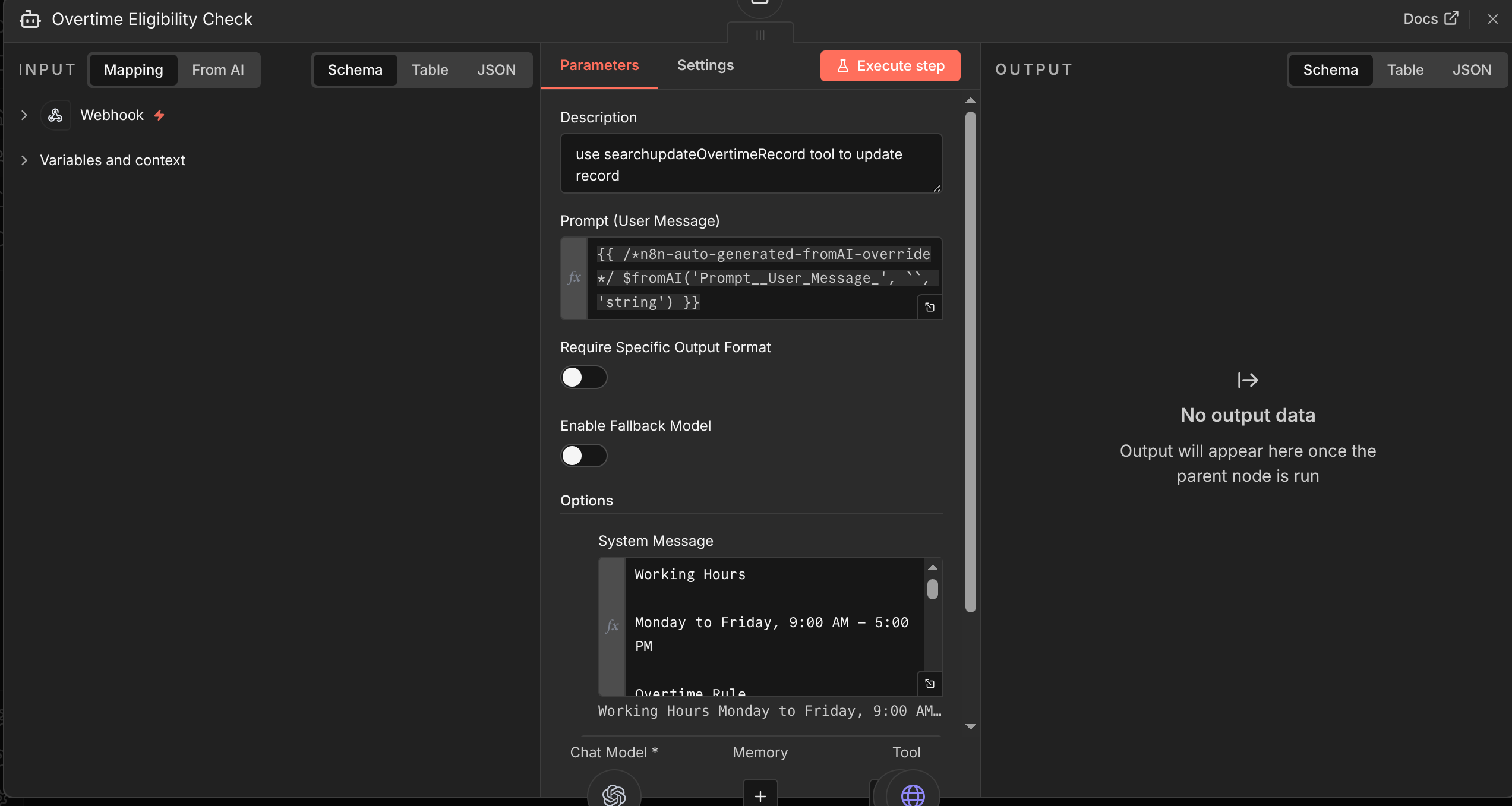 Overtime n8n AI Agent Tool