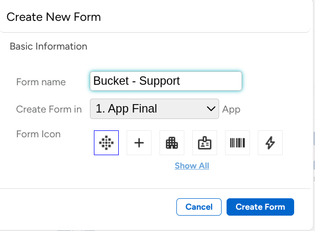 Support Backend Form